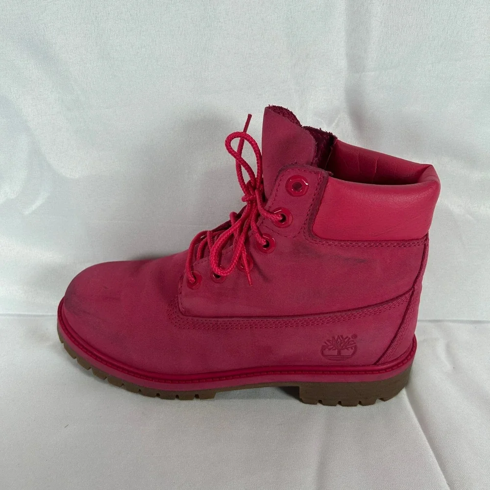 Timberland 6 Inch Premium Waterproof Boots Pink Nubuck Juniors 4.5 TB0A1ODE